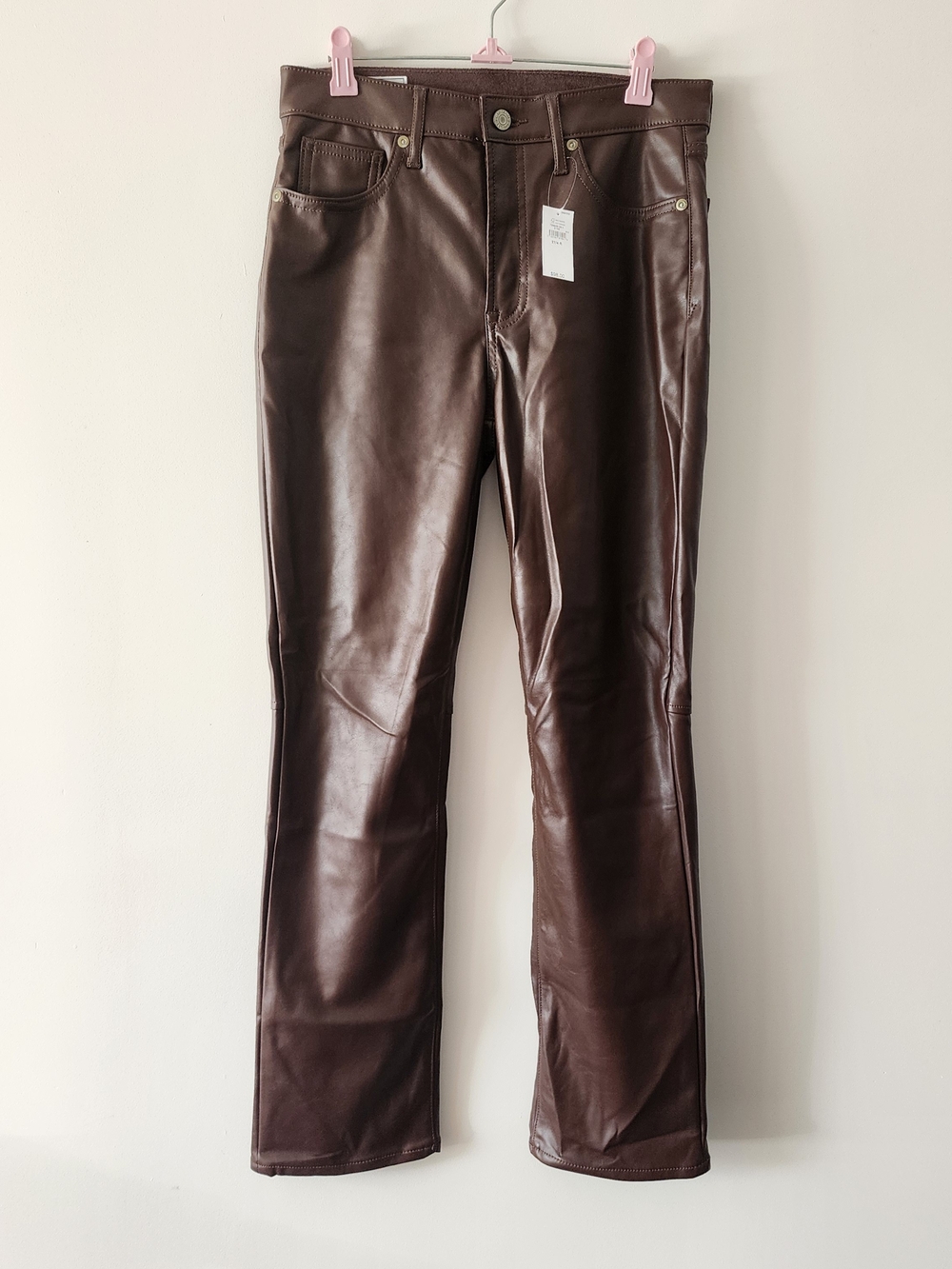 GAP Faux Leather Vintage Slim High Rise Pants Women 27/4 Brown NWT Streetwear